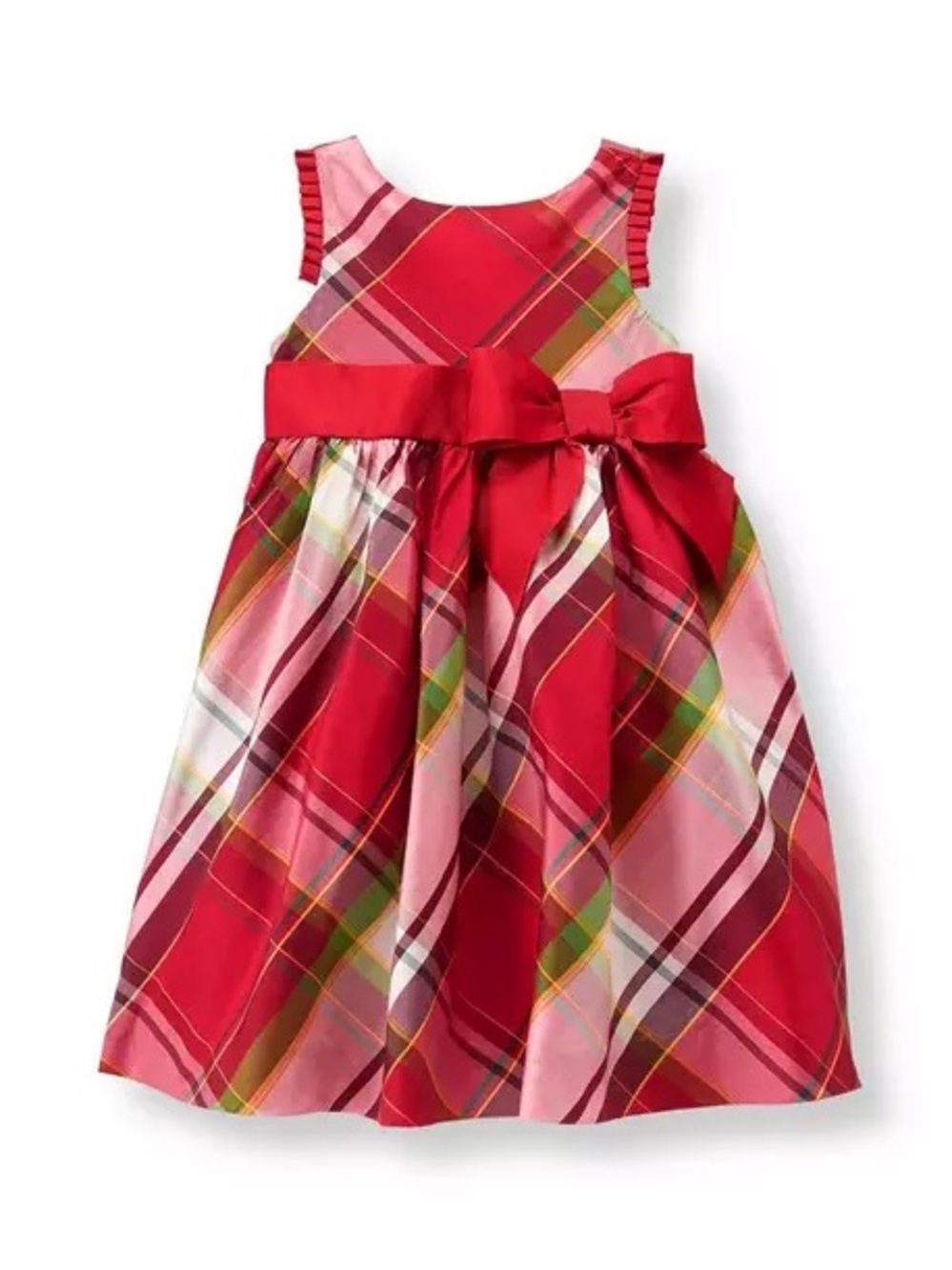 Janie and Jack Red Plaid Holiday 100% Silk Dress 18-24 months